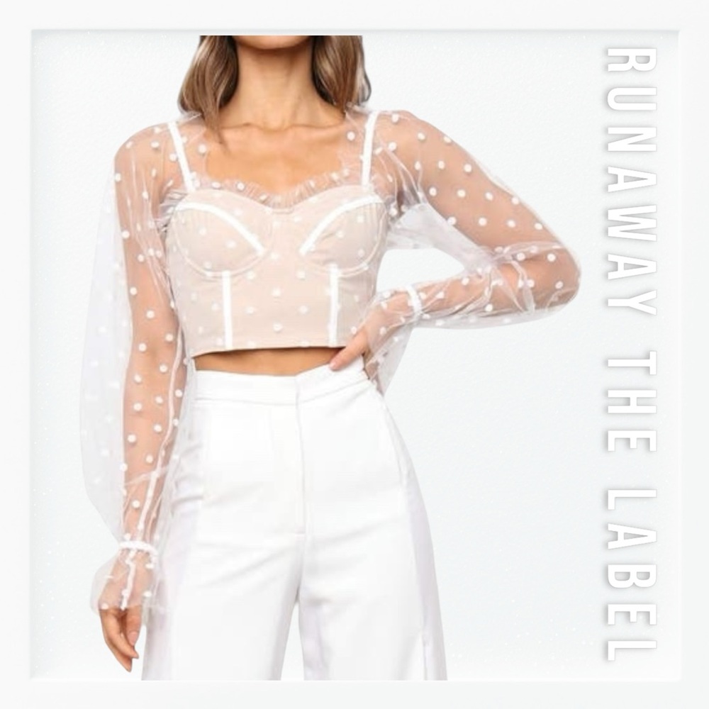 White Sheer Polka Dot Top